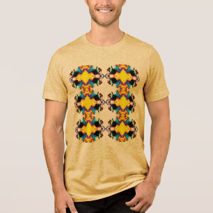 Yellow Blue Black Vertical Mandala Rows Pop Art Tri-Blend Shirt