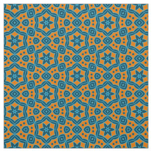 Yellow & Blue Boho Stylish Geometric Pattern Fabric
