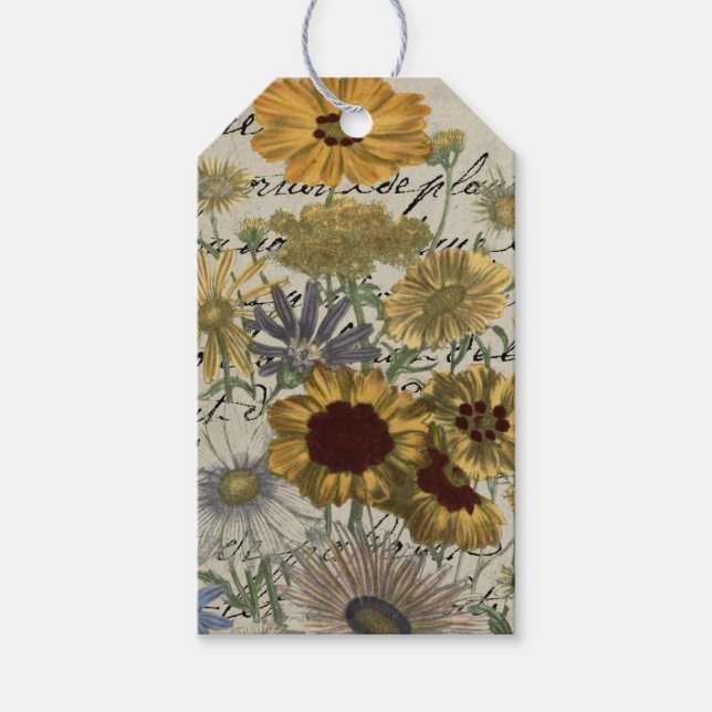 Yellow & Blue Botanicals, Wildflowers Gift Tags (Front)