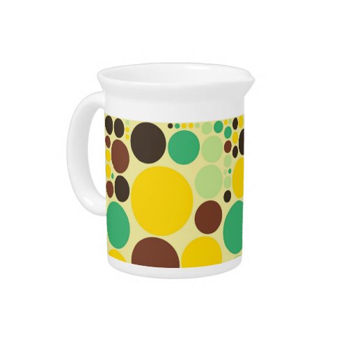 Yellow Blue Brown Polka Dots Pattern Beverage Pitcher