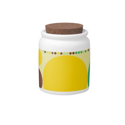 Yellow Blue Brown Polka Dots Pattern Candy Jar