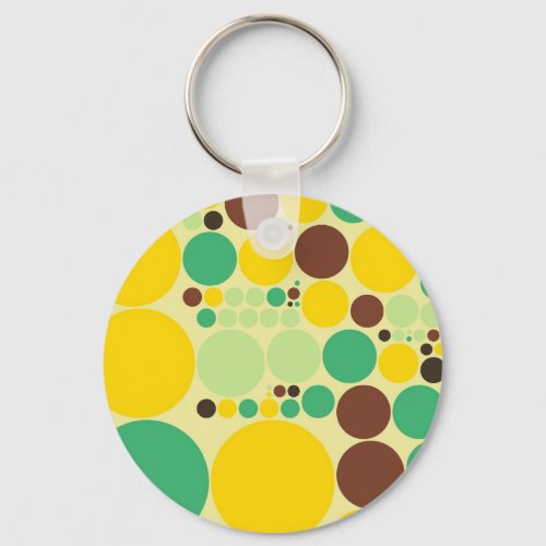 Yellow Blue Brown Polka Dots Pattern Keychain