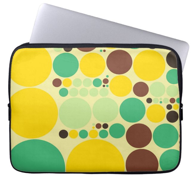 Yellow, Blue, Brown Polka Dots Pattern Laptop Sleeve (Front)