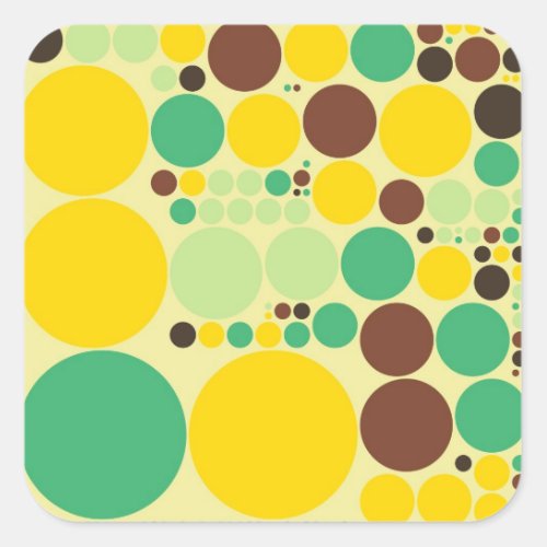 Yellow Blue Brown Polka Dots Pattern Square Sticker