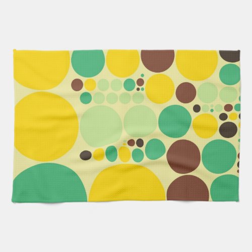 Yellow Blue Brown Polka Dots Pattern Towel