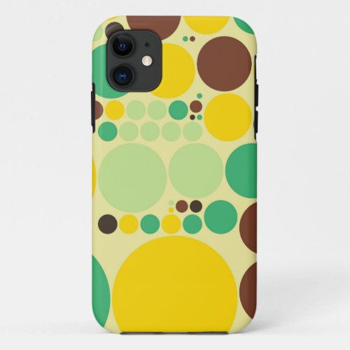 Yellow Blue Brown Polka Dots Seamless Pattern iPhone 11 Case