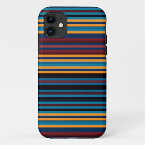 Yellow Blue Brown Stripes Background iPhone 11 Case