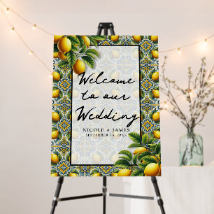 Yellow Blue Capri Lemon Mediterranean Tile Wedding Foam Board