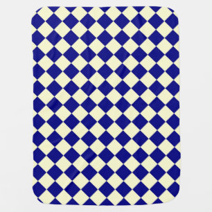 Yellow Blue Checker Diamond Pattern Baby Blanket