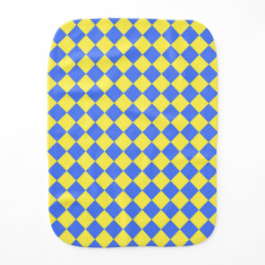 Yellow Blue Checker Diamond Pattern Baby Burp Cloth