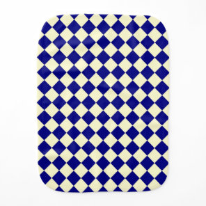 Yellow Blue Checker Diamond Pattern Baby Burp Cloth