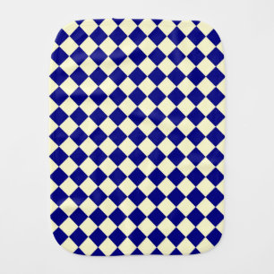 Yellow Blue Checker Diamond Pattern Baby Burp Cloth