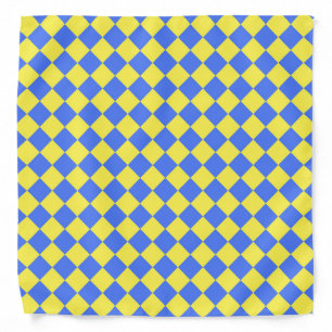 Yellow Blue Checker Diamond Pattern  Bandana