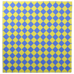 Yellow Blue Checker Diamond Pattern Cloth Napkin