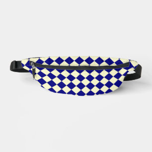 Yellow Blue Checker Diamond Pattern Fanny Pack