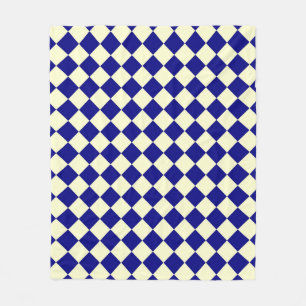 Yellow Blue Checker Diamond Pattern Fleece Blanket