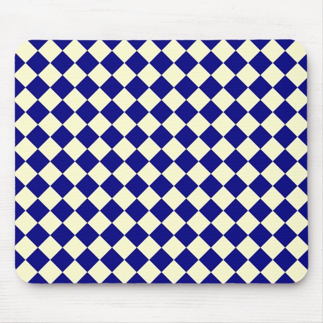 Yellow Blue Checker Diamond Pattern  Mouse Pad (Front)