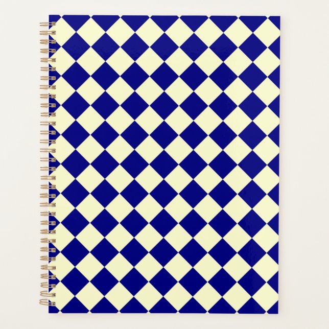Yellow Blue Checker Diamond Pattern  Planner (Front)