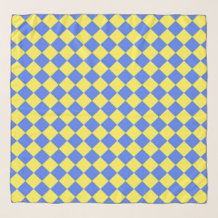 Yellow Blue Checker Diamond Pattern Scarf