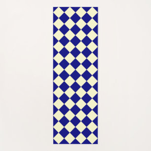 Yellow Blue Checker Diamond Pattern  Yoga Mat