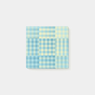 Yellow Blue Checker Patchwork Pattern Post-it Notes
