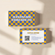 Yellow Blue Checkerboard Modern Retro