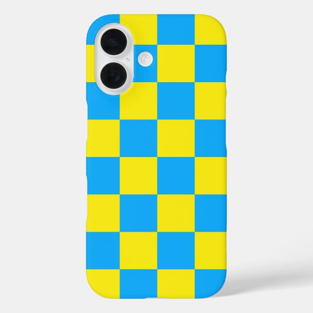 Yellow Blue Checkered Check Pattern Case-Mate iPhone Case (Back)