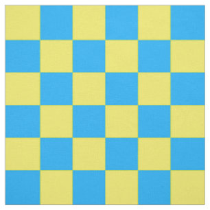 Yellow Blue Checkered Check Pattern Fabric
