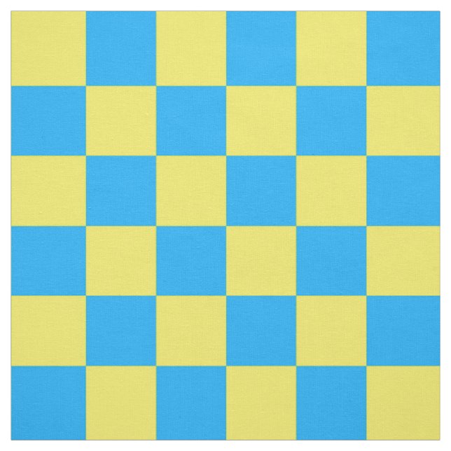 Yellow Blue Checkered Check Pattern Fabric (Swatch)