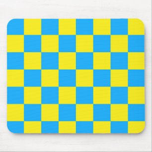 Yellow Blue Checkered Check Pattern Mouse Pad