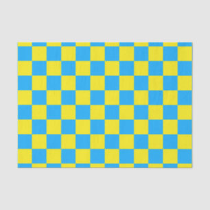 Yellow Blue Checkered Check Pattern Tissue Paper