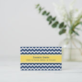 Yellow Blue Chevron Retro Mom Calling Cards (Standing Front)