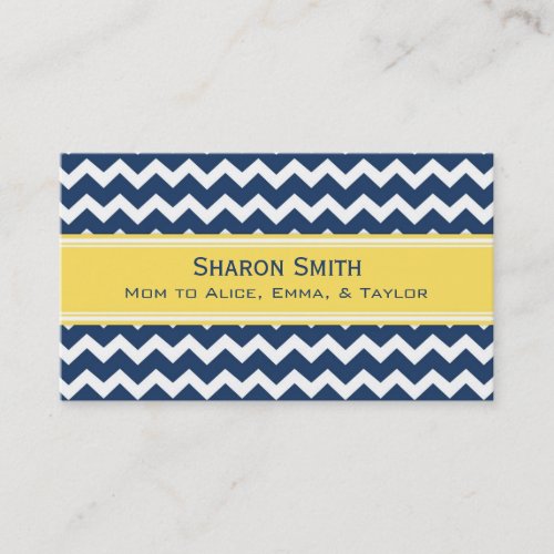 Yellow Blue Chevron Retro Mom Calling Cards Business Card Templates