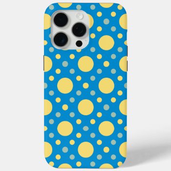 Yellow Blue Chic Retro Polka Dot Seamless Pattern Iphone 15 Pro Max Case by wheresmymojo at Zazzle