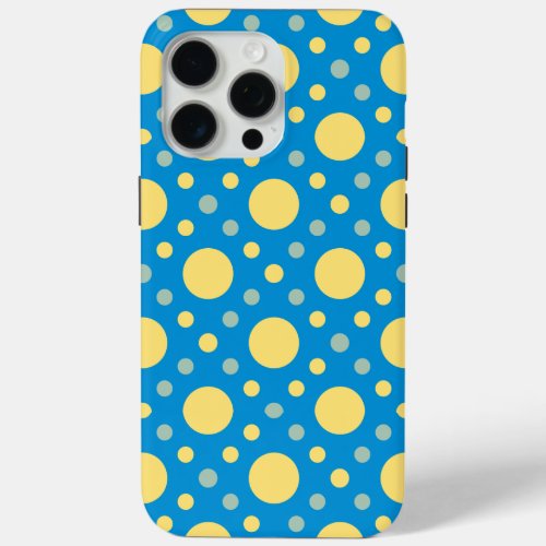 Yellow Blue Chic Retro Polka Dot Seamless Pattern iPhone 15 Pro Max Case