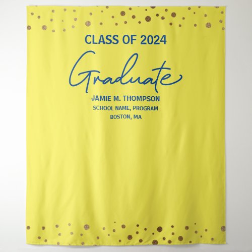 Yellow Blue Class of 2024 backdrop graduation