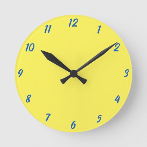 Yellow Blue Classy Elegant Custom Color Cute Gift Round Clock