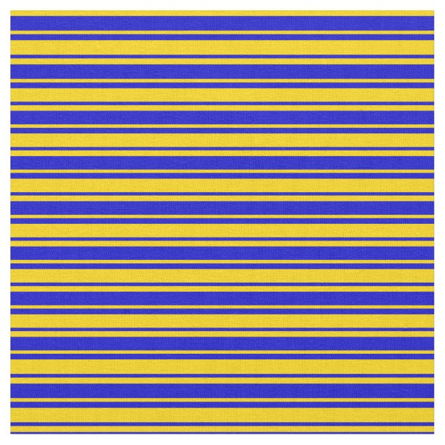 Yellow & Blue Colored Stripes Fabric (Close Up)