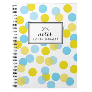 Yellow & Blue Confetti Dots Pattern Personalized Notebook