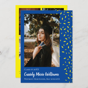 Yellow Blue Confetti Graduation Announcement