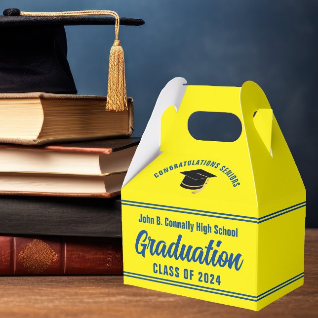 Yellow Blue Congratulations 2025 Graduation Party Favor Boxes (Creator Uploaded)