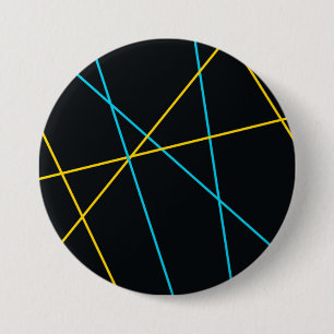Yellow, Blue, cool, trendy, urban, modern lines Button