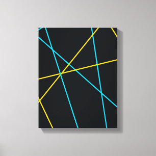 Yellow, Blue, cool, trendy, urban, modern lines Canvas Print