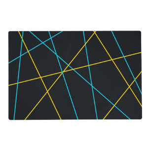 Yellow, Blue, cool, trendy, urban, modern lines Placemat