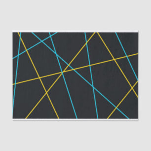 Yellow, Blue, cool, trendy, urban, modern lines Tissue Paper