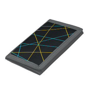 Yellow, Blue, cool, trendy, urban, modern lines Tri-fold Wallet