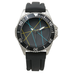 Yellow, Blue, cool, trendy, urban, modern lines Watch