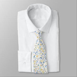 Yellow Blue Cottagecore Neck Tie