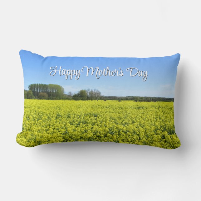 Yellow & Blue Country Bliss - Custom Mother's Day Lumbar Pillow (Front)