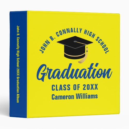 Yellow Blue Custom 2024 Graduation Photo Album 3 Ring Binder